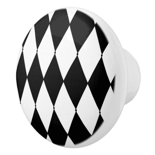 Franse Harlequin Black & White Stripe Ceramic Knob Keramische Knop (Rechts)
