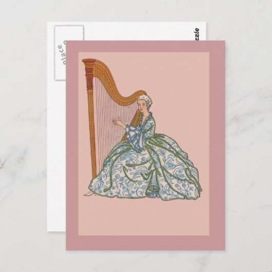  Franse Harpist Notecards en Briefkaarten (Voorkant / Achterkant)