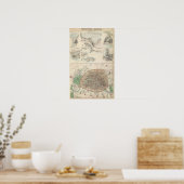 Franse havens en havens en Plan van Parijs Poster (Keuken)