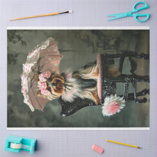 Franse hertogin Yorkshire Terrier decoupage Tissuepapier (Craft)