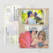 Franse homoseksuele bruiloft RSVP met foto Uitnodiging Briefkaart (Voorkant / Achterkant)