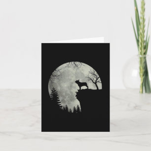 Franse hond Dog en moon Halloween Costume Kaart