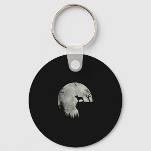 Franse hond Dog en moon Halloween Costume Sleutelhanger