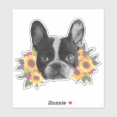 Franse hond in Flowers Sticker (Vel)