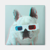 Franse hond met 3D-bril Magneet (Voorkant)