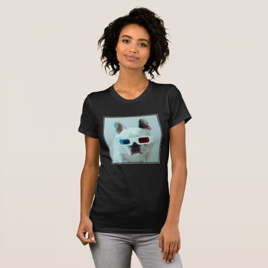 Franse hond met 3D-bril T-shirt (Voorkant volledig)