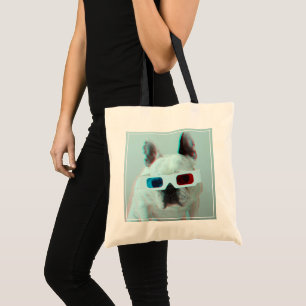 Franse hond met 3D-bril Tote Bag