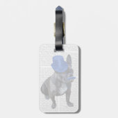 Franse hond met blauw bovenste hak en snor bagagelabel (Achterkant verticaal)