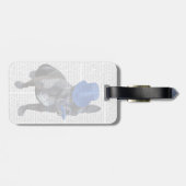 Franse hond met blauw bovenste hak en snor bagagelabel (Achterkant horizontaal)