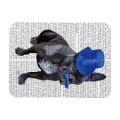 Franse hond met blauw bovenste hak en snor magneet (Horizontaal)