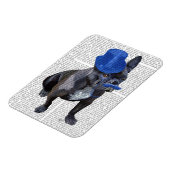 Franse hond met blauw bovenste hak en snor magneet (Linkerzijde)