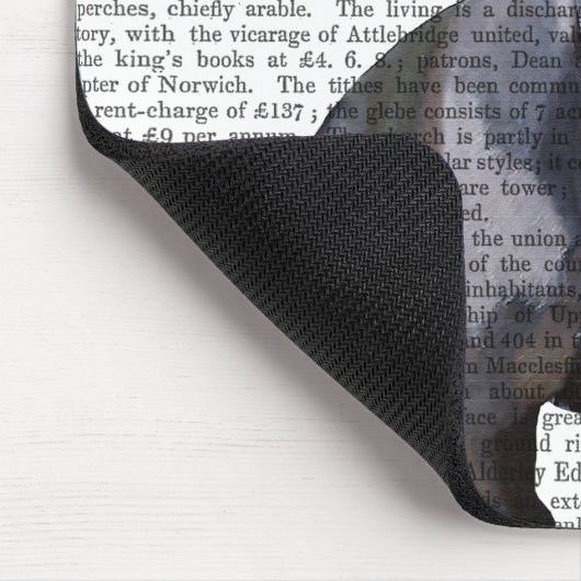 Franse hond met blauw bovenste hak en snor muismat (Hoek)