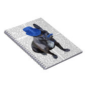 Franse hond met blauw bovenste hak en snor notitieboek (Rechterzijde)