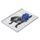 Franse hond met blauw bovenste hak en snor notitieboek (Linkerzijde)