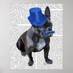 Franse hond met blauwe bovenste hak en snor poster