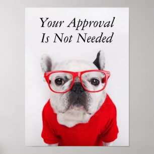 Franse hond met bril en rood Shirt Poster