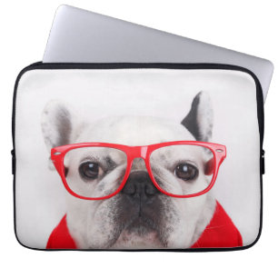 Franse hond met bril en Shirt Laptop Sleeve