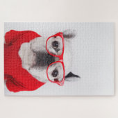 Franse hond met bril en Shirt Legpuzzel (Horizontaal)