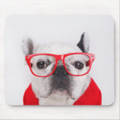 Franse hond met bril en Shirt Muismat (Voorkant)