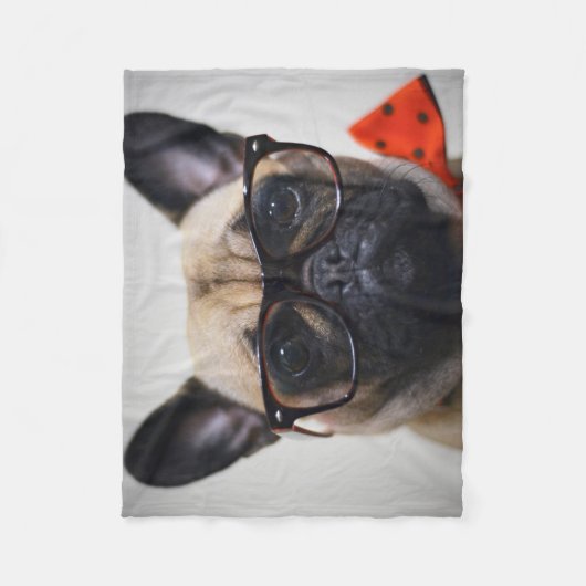 Franse hond met bril en Stropdas Fleece Deken (Voorkant)