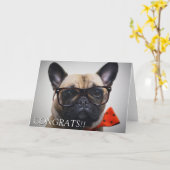 Franse hond met bril en Stropdas Kaart (Gele Bloem)