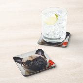 Franse hond met bril en Stropdas Onderzetter (Rechterzijde)