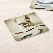 Franse hond met een snor kartonnen onderzetters (Schuin)