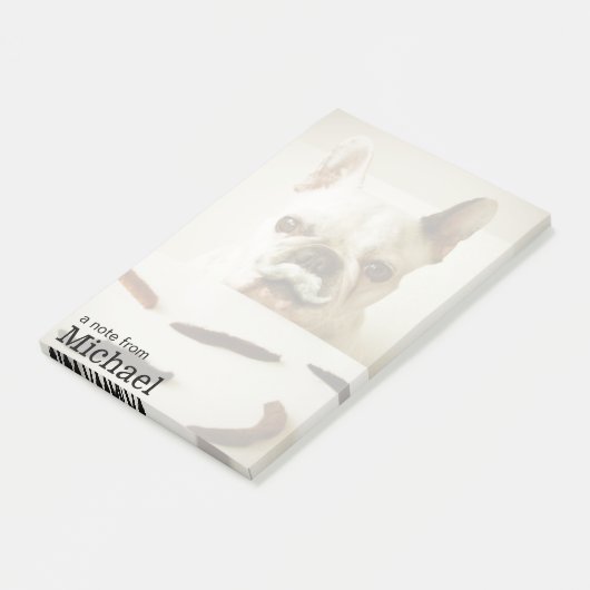 Franse hond met een snor post-it® notes (Schuin)