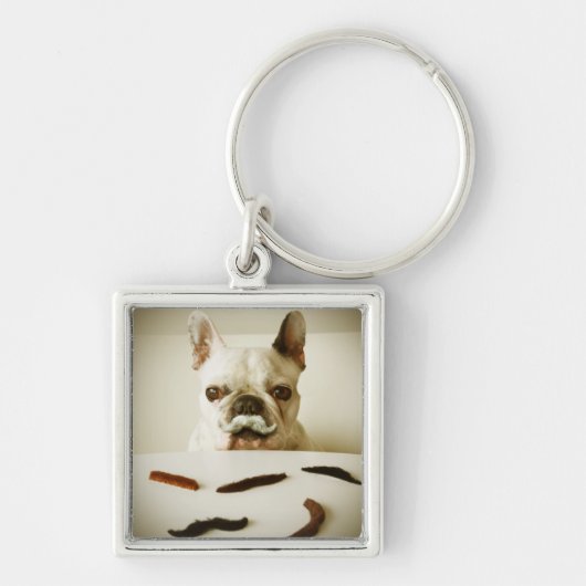Franse hond met een snor sleutelhanger (Voorkant)