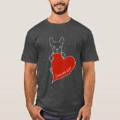 Franse hond met rood hart - Franse Bulldog T-shirt (Voorkant)