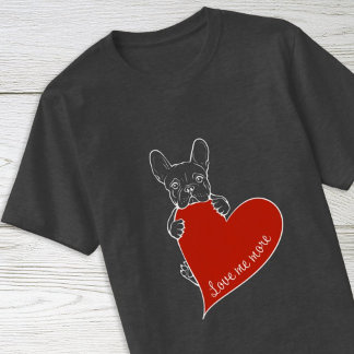 Franse hond met rood hart - Franse Bulldog T-shirt