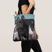 Franse hond op de stoel tote bag (Dichtbij)