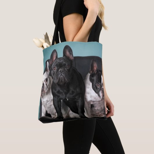 Franse hond op de stoel tote bag (Dichtbij)