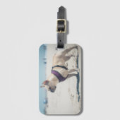 Franse hond op strand bagagelabel (Voorkant (verticaal))