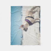 Franse hond op strand fleece deken (Voorkant)
