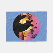 Franse hond op strand op zon- en zomerdieren fleece deken (Voorkant (Horizontaal))