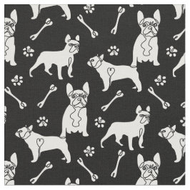 Franse hond zwart-wit stof