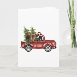 Franse honden op auto kerst ornament hond kerst kaart