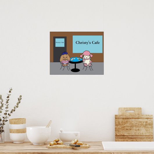 Franse honden op een Cafe  Poster (Keuken)