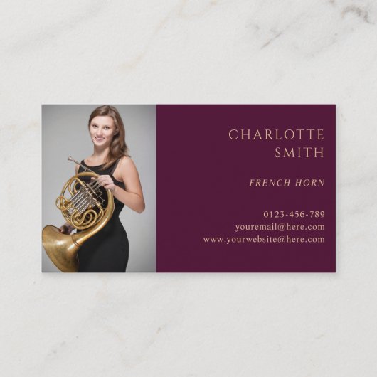 Franse hoorn aangepaste foto Bourgondië Elegant Visitekaartje (Voorkant)