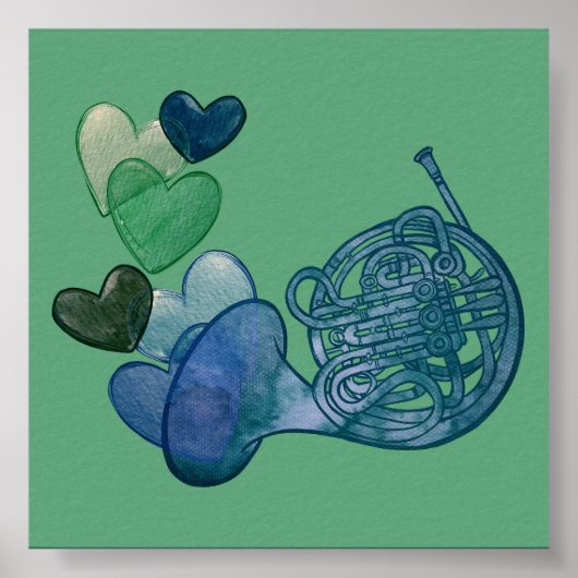 Franse Hoorn Band Muziek Klas Poster (Voorkant)