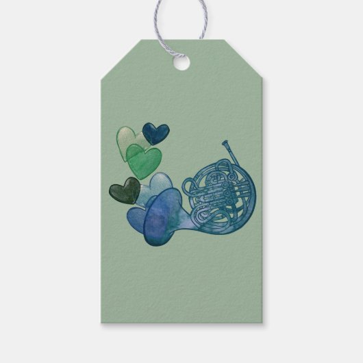 Franse hoorn band muziekles cadeaulabel (Voorkant)