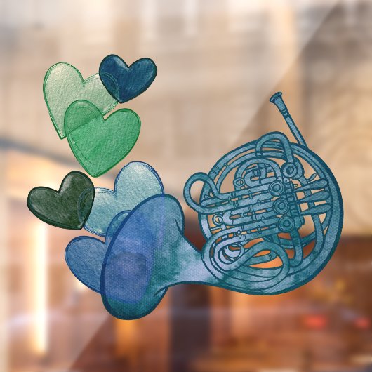 Franse hoorn band muziekles raamsticker (Vel 2)