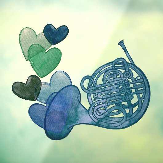 Franse hoorn band muziekles raamsticker (Vel 3)