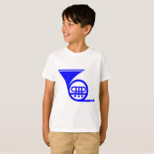 Franse hoorn - blauw t-shirt (Voorkant volledig)