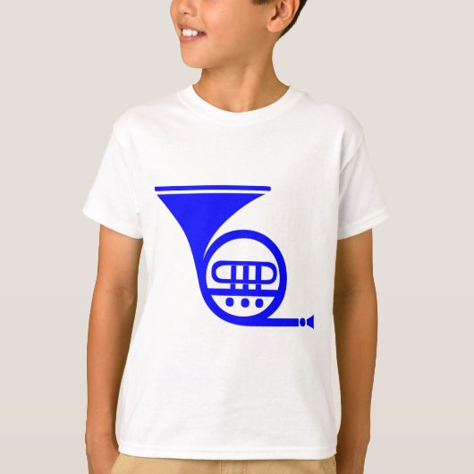 Franse hoorn - blauw t-shirt (Voorkant)