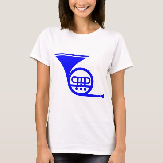 Franse hoorn - blauw t-shirt (Voorkant)