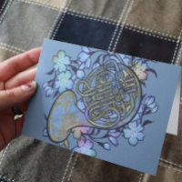 Franse hoorn blauwe bloemen band klasse