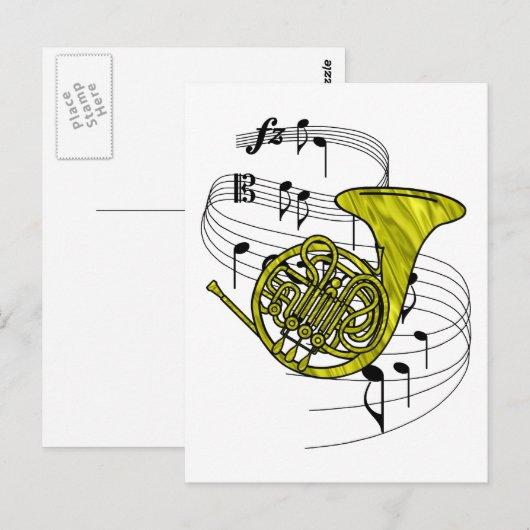 Franse hoorn briefkaart (Voorkant / Achterkant)