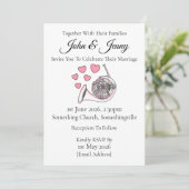 Franse hoorn bruiloft uitnodiging messing muzikant (Staand voorkant)